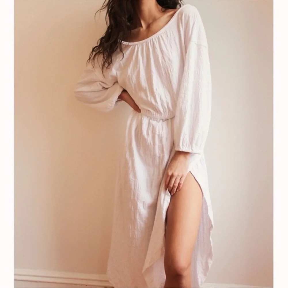 Free People Seasons Of The Sea Midi Dress Size S White Crinkle Gauze Open Back